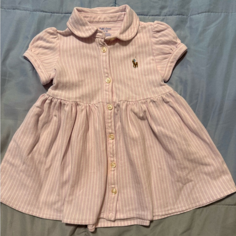 Ralph Lauren Pink and White Striped Polo Dress